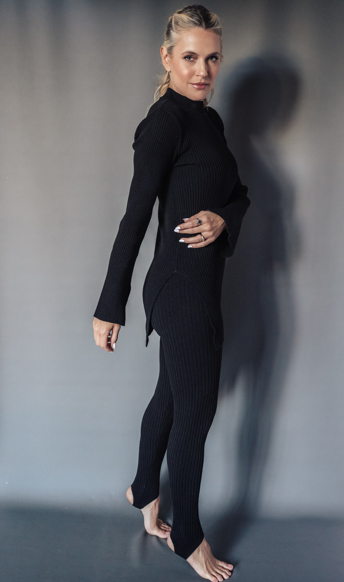 Legging Preta em Tricô Canelado Modal | Ana Vanin Brand