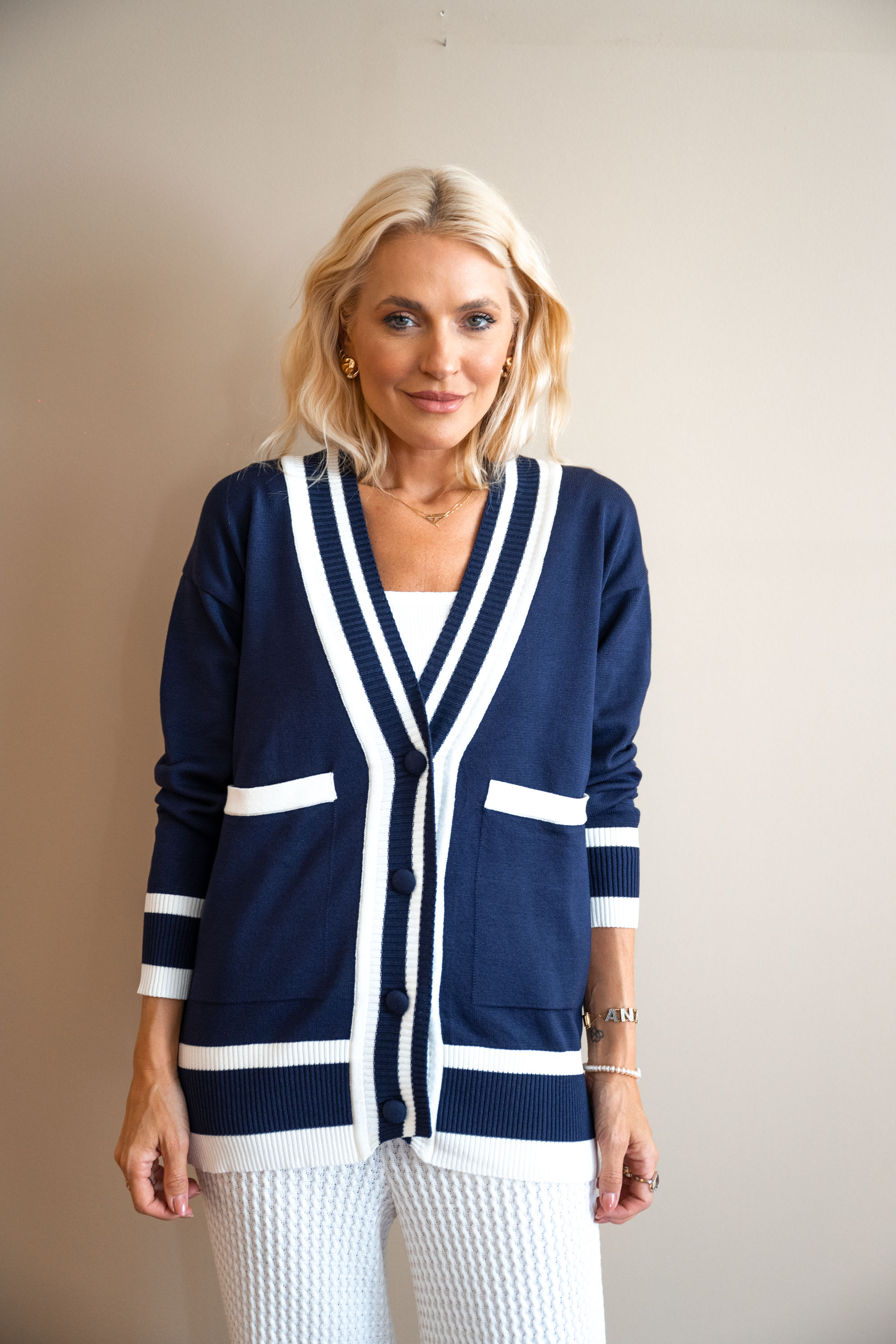 Cardigan Navy Azul Marinho - Tricô | Ana Vanin Brand
