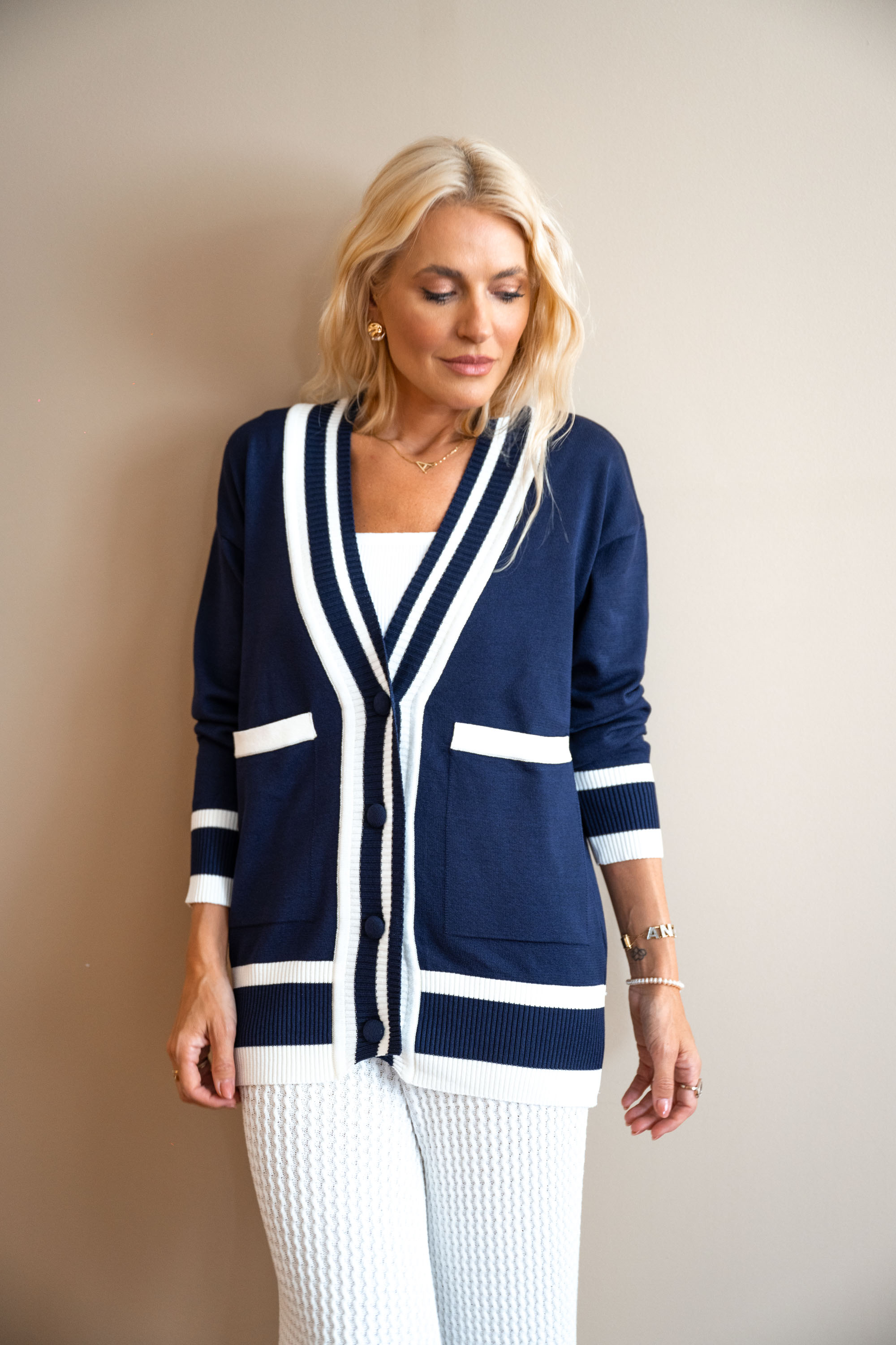 Cardigan Navy Azul Marinho - Tricô | Ana Vanin Brand